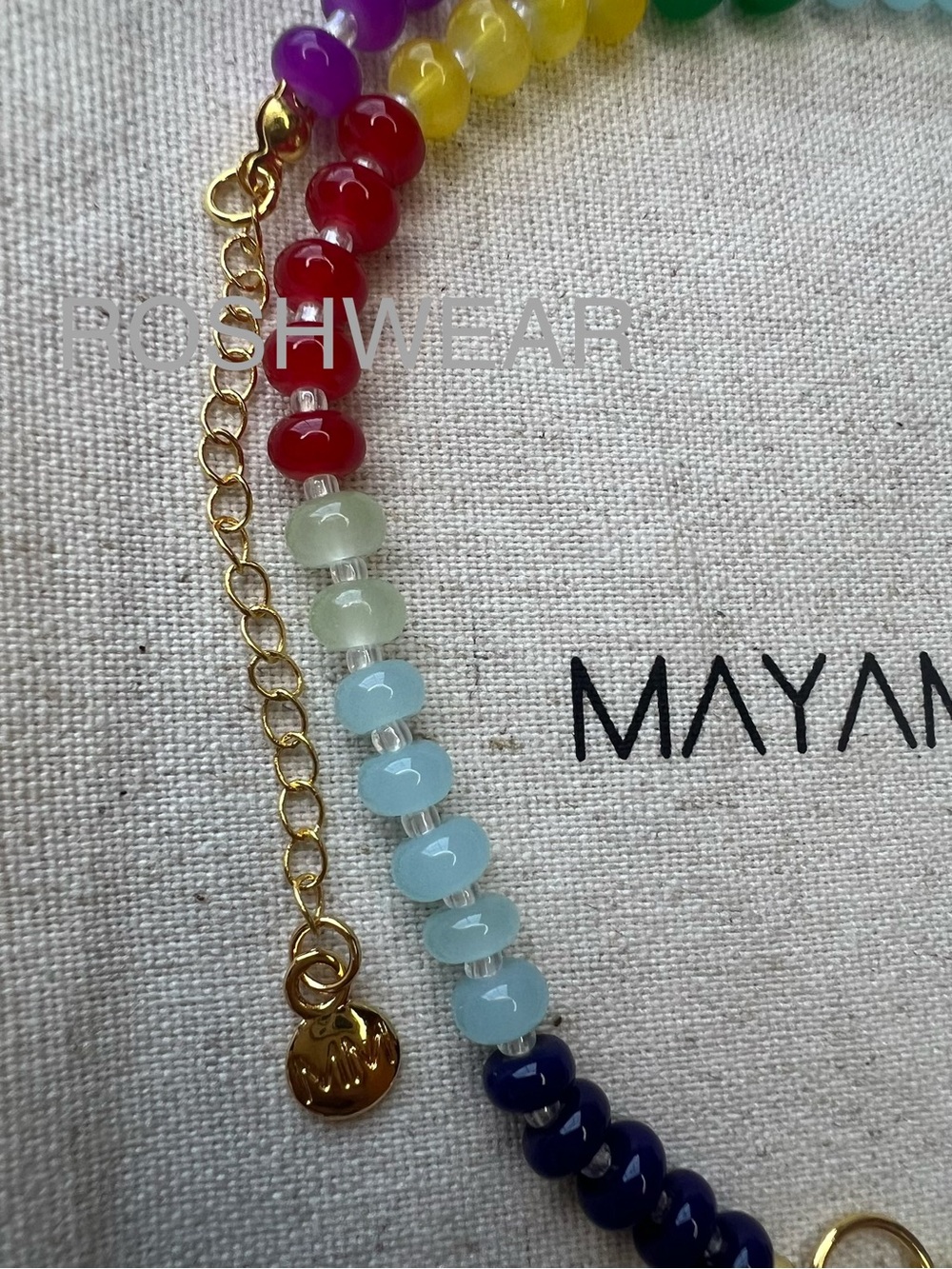 Gold Charm Beaded Necklace with Blue Heart Pendant - Picture 5 of 8